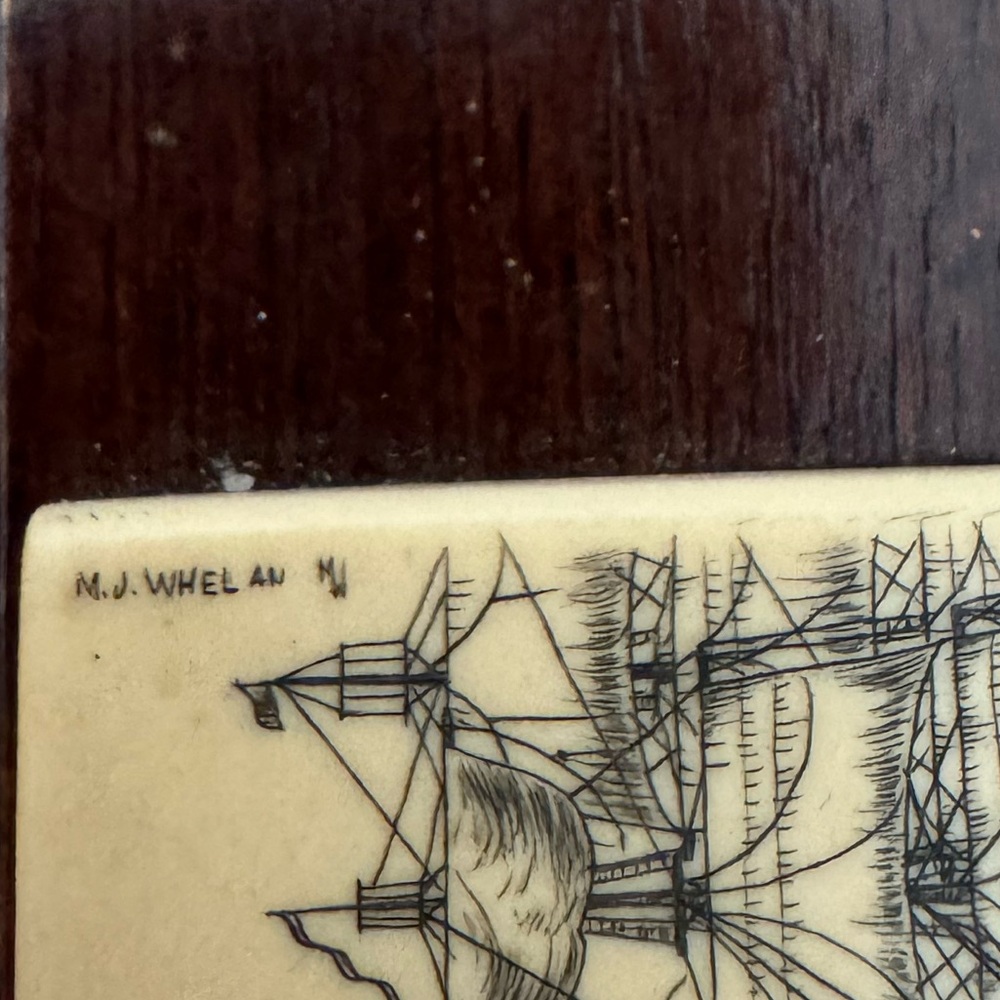 Collectible, authentic scrimshaw reproduction by OBJ trinket box - Picture 5 of 5